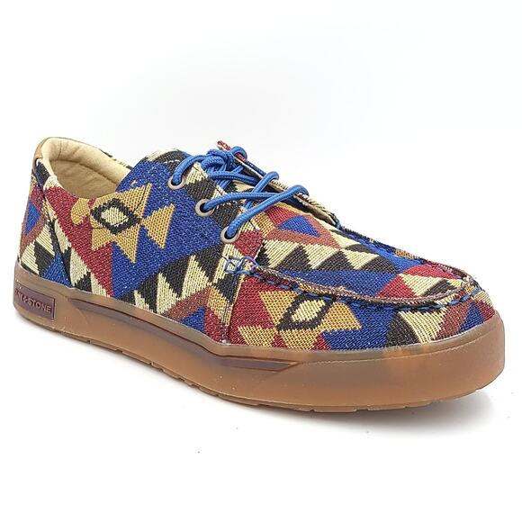 Sun + Stone Men Low Top Lace Up Sneakers Nash Size US 9.5M Blue Geo Triangles - Picture 1 of 6